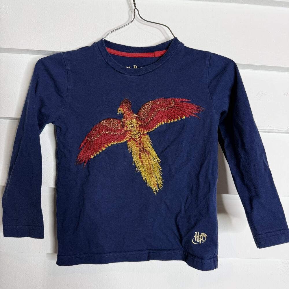 Mini Boden Harry Potter Fawkes Phoenix Embroidered Long Sleeve Top 3-4 years